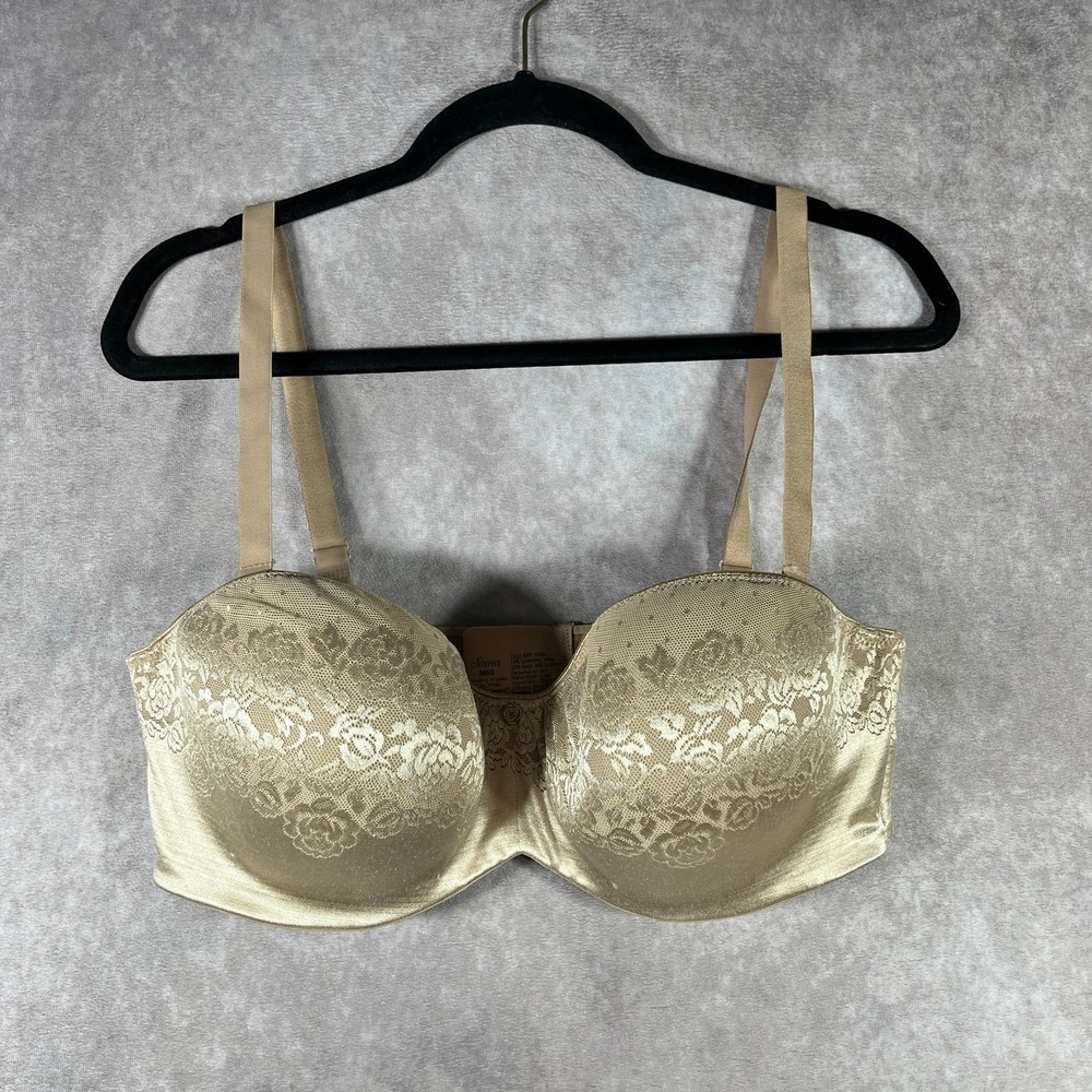 Soma Stunning Support Multi Way Bra Womens Size 38DD Tan Floral Lace Balconette